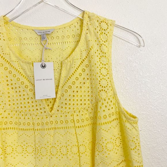 Lucky Brand Yellow Eyelet Sleeveless Top - Picture 8 of 9